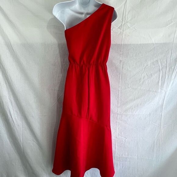 NWT Sam Edelman one shoulder red midi dress - Picture 4 of 9